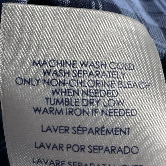 Chaps Shirt Mens XXL Easy Care Blue Plaid Wrinkle Resistant Cotton Blend Pocket - Picture 7 of 7